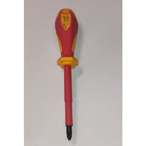 CACCIAVITE PROFESSIONALE DA ELETTRICISTACON LMA ISOLATA PH. N°2 - MANICO IN BIMATERIALE GIALLO/ROSSO