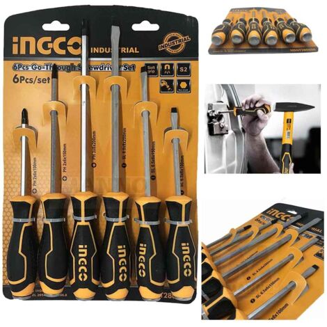 Cacciaviti a scalpello per professionali a gambo esagonale kit da 6 pz pro INGCO