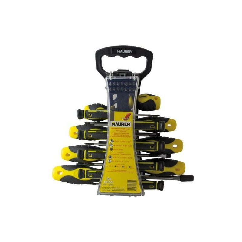 Image of Maurer 2320026 Juego Destornilladores con puntas 30 piezas con Soporte, Cranberry