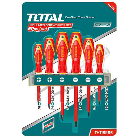 CACCIAVITI ELETTRICISTA ISOLATI KIT 6pz TAGLIO E CROCE TOTAL