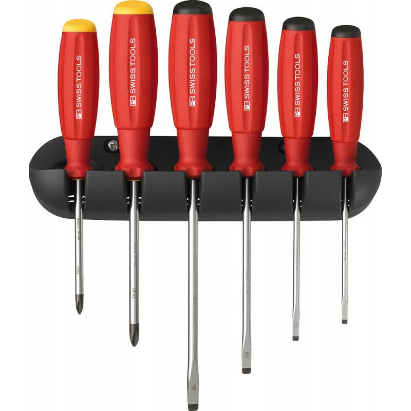 Image of Pb Swiss Tools - Set di cacciaviti 6 unità Slot ph im staffa a parete SwissGrip