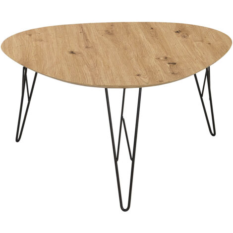 CACERES - Table Basse Triangulaire Plateau Effet Bois - Marron foncé