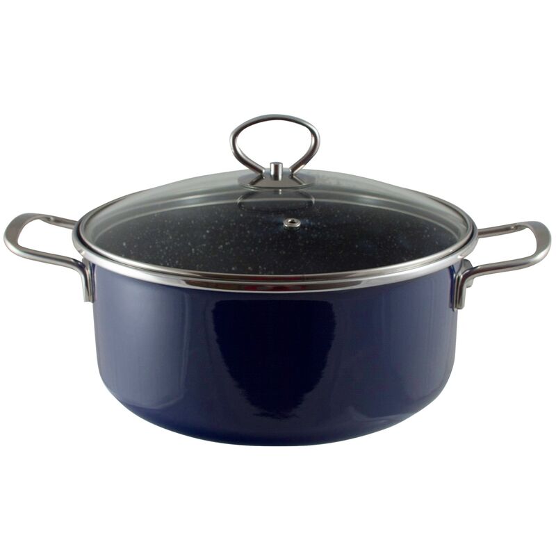 

San Ignacio - Cacerola 20cm con tapa con revestimiento interior de mármol y exterior de esmalte Oceania con mango de acero inoxidable