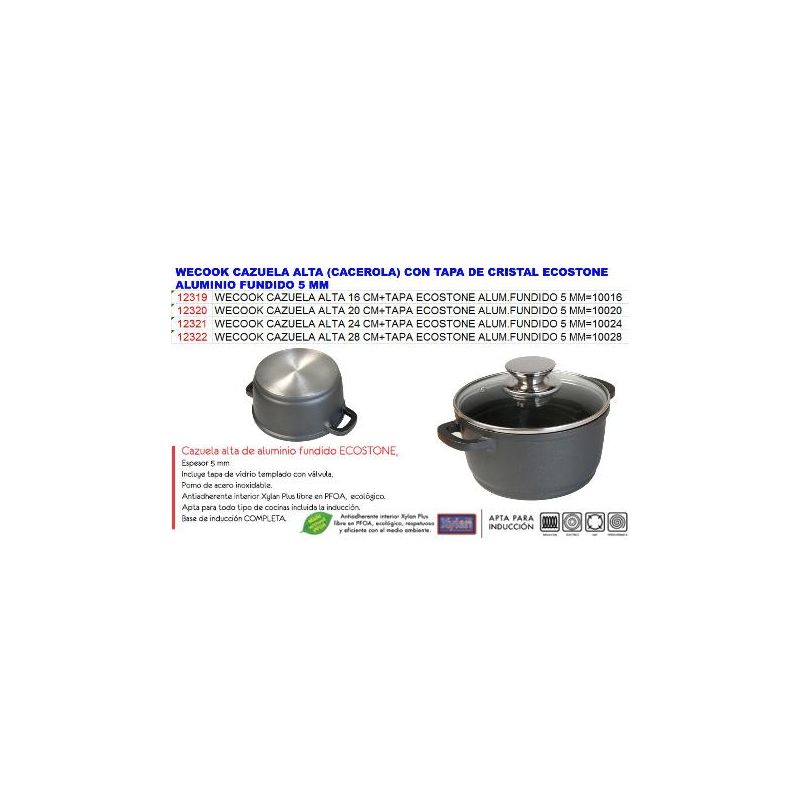 

MIBRICOTIENDA wecook cazuela alta 28 cm+tapa ecostone alum.fundido 5 mm 10028