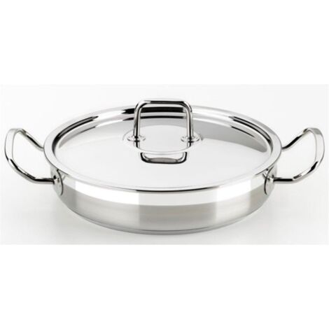 Cacerola Baja 30Cm Con Tapa Induccion Inox Bra