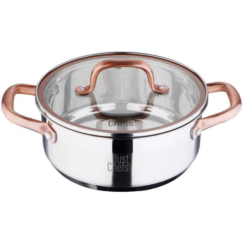 

Bergner - Cacerola con tapa, Ø20x8 cm 2,3L, acero inoxidable, inducción, w/l Copper Just for Chefs