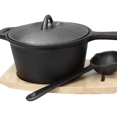 Cacerola Con Tapa + Salvamanteles De Madera 17 Cm X H 9 Cm