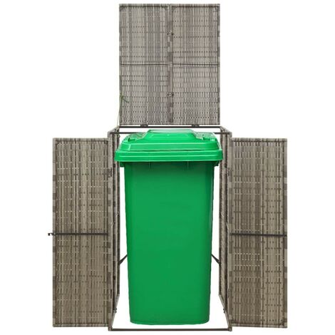Cache 1 Poubelle Résine Tressée Brun 117 cm de hauteur. Idéal poubelle sur roulette