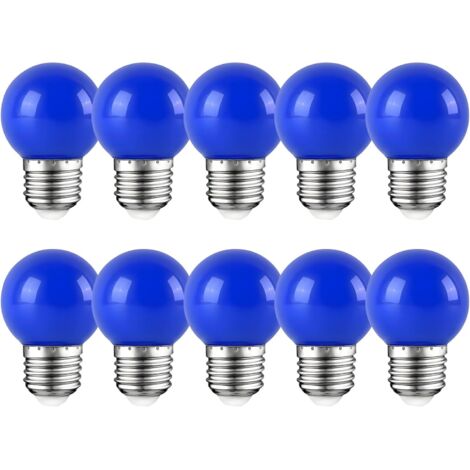Cache ampoule E27, 2W, ampoule LED Edison, ampoule bleu pour golf, patio pour fête, noël, paquet de 10 [Classe énergétique E]