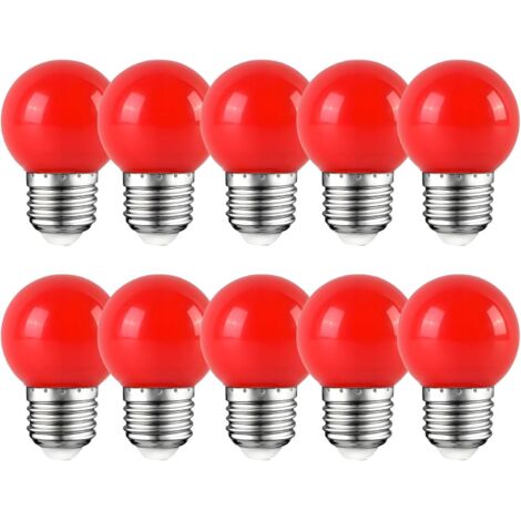 Cache ampoule E27, 2W, ampoule LED Edison, ampoule rouge pour golf, patio pour fête, noël, paquet de 10 [Classe énergétique E]