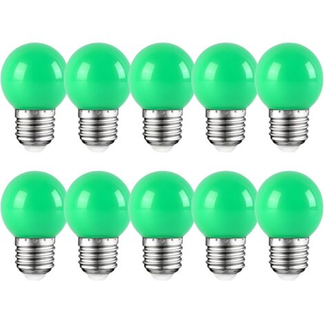 Cache ampoule E27, 2W, ampoule LED Edison, ampoule vert pour golf, patio pour fête, noël, paquet de 10 [Classe énergétique E]