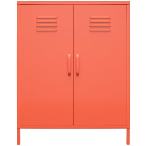 Cache armoire 2 portes en métal orange – Design contemporain – Rangement spacieux – Pour salon, chambre ou bureau