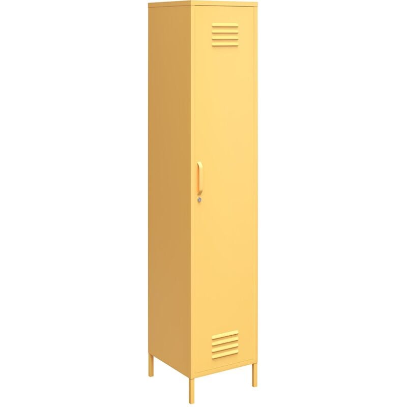 Cache Armoire haute avec 1 porte en métal jaune