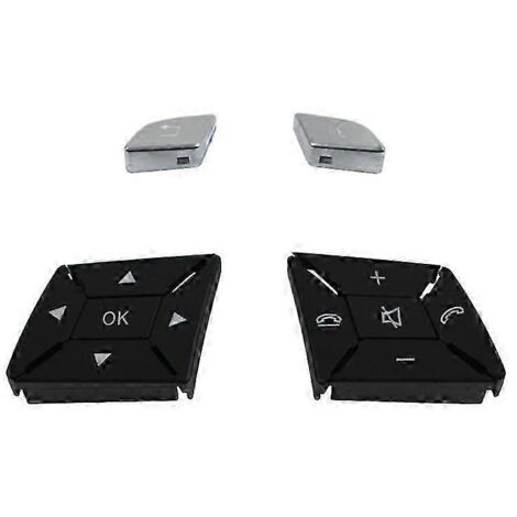 Cache-boutons de commande au volant pour Mercedes Classe C, E et A (W156, W246), argent.-AquaForge