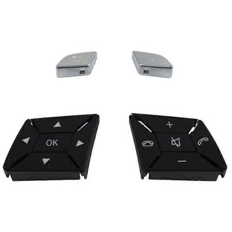 Cache-boutons de commande au volant pour Mercedes Classe C, E et A (W156, W246), couleur argent. Compatible avec W204, W212, W218 et W156.-AquaForge