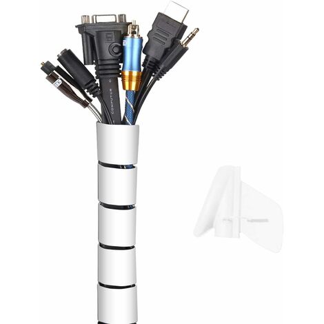 Cache Cable, 2m Gaine Souple Electrique Cable Management pour Ranger ou Cacher les TV PC Câbles, Gestion des Câbles pour Maison et Bureau, 2m - ∅16mm, Blanc