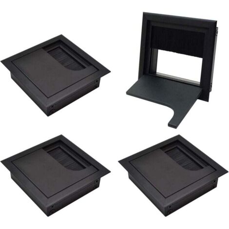 Cache-câble carré, 80 x 80 mm, pour installation sur bureau, table, organiseur de câbles pour meubles, aluminium anodisé noir, passe-câble, cache-câble, lot de 4