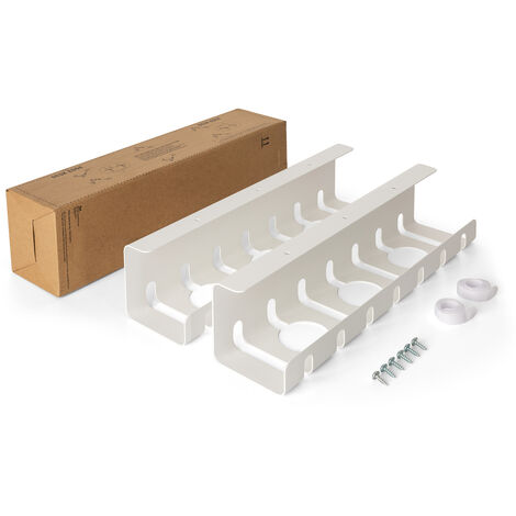 Cache câble sous bureau – Lot de 2 goulottes 43x10cm – Installation rapide avec bandes auto-agrippantes – Optimise circulation de l'air