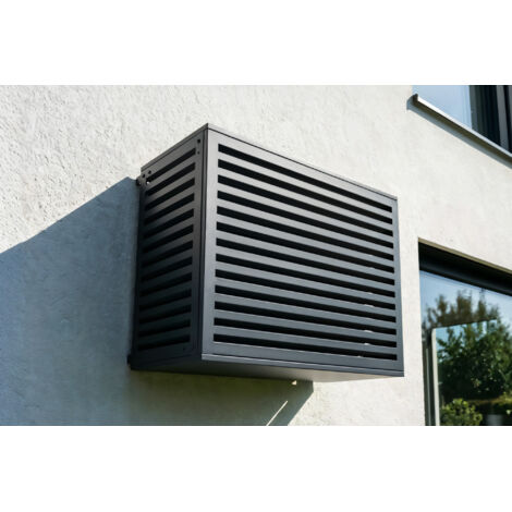 Cache clim & pompe à chaleur ANETO aluminium gris avec face inférieure - taille M