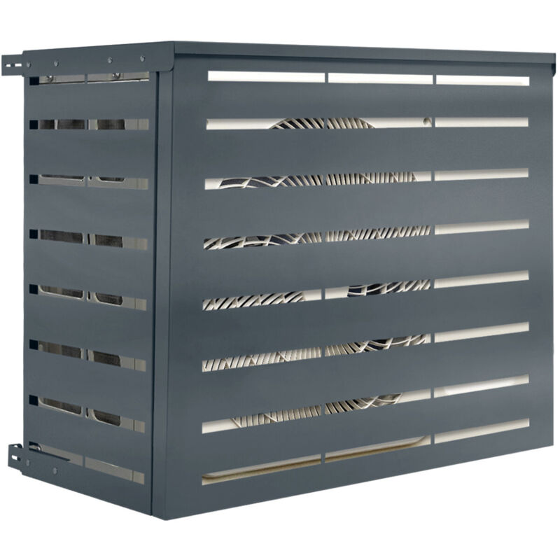 Cache climatiseur pompe à chaleur métal gris anthracite 110 x 55 x 80 cm