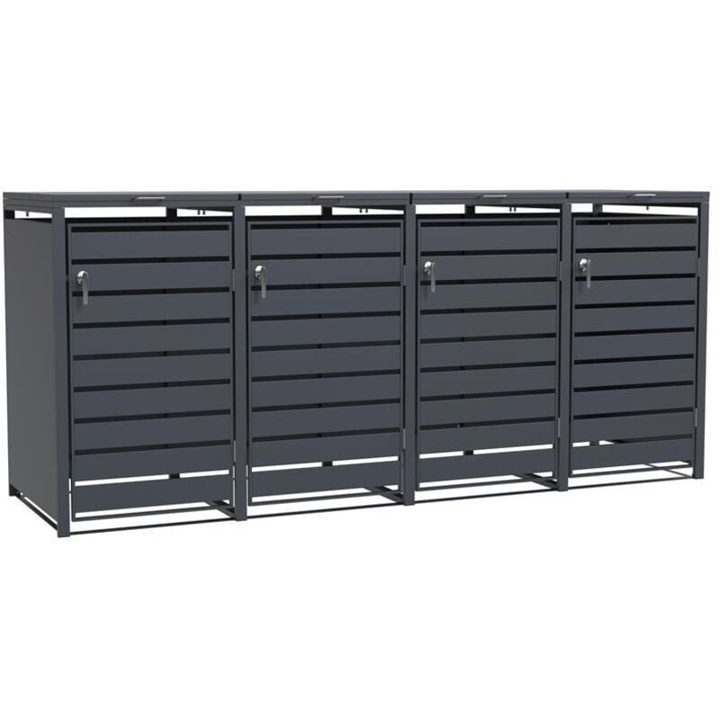 Estexo - Cache conteneur 4 poubelles 240 l en acier galvanisé anthracite