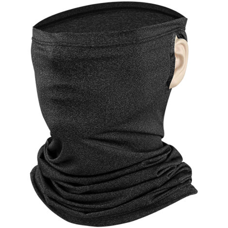 Cache-cou sportif en soie glacée pour cyclisme, protection solaire et fraîcheur avec crochets d'oreilles (gris foncé)