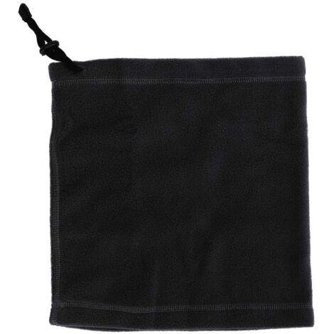 Cache-cou thermique unisexe en polaire avec cordon de serrage ajustable, noir, idéal pour le ski d'hiver.