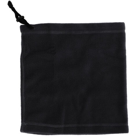 Cache-cou thermique unisexe en polaire avec cordon de serrage ajustable, noir, idéal pour le ski en hiver.