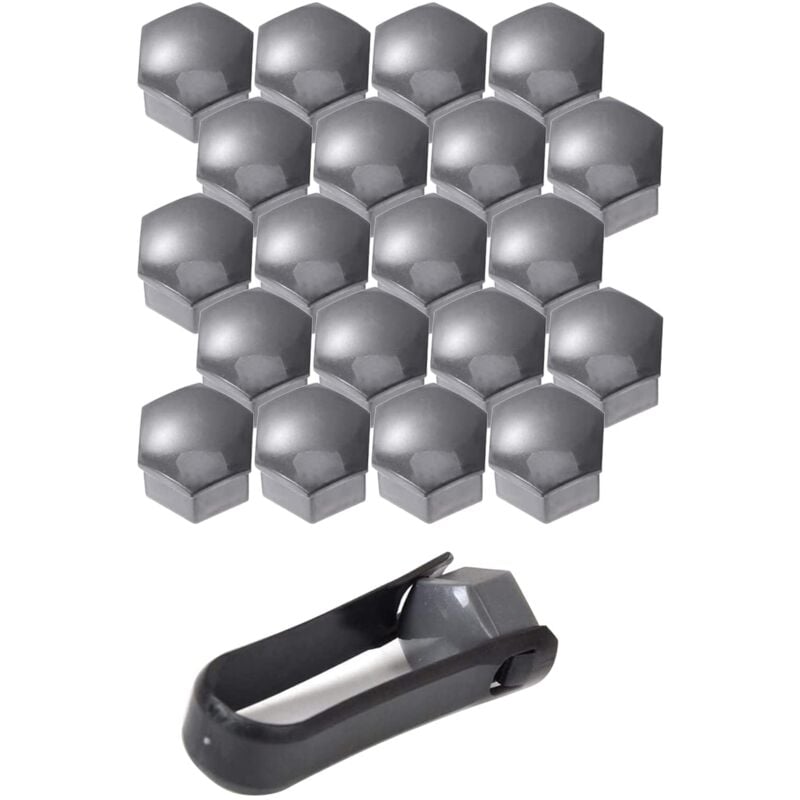 Jusch - Cache Ecrou 17 mm, 20 Pièces 17mm Boulon Ecrou Couvre, Capuchons Protection Hexagonal pour écrous De Roue, Cache Boulon Universels 17mm(Gris)