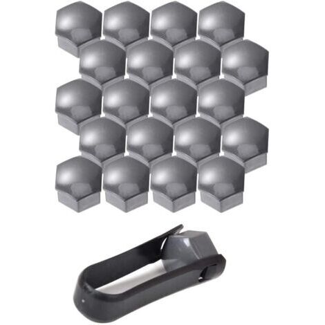 Cache Ecrou 17 mm, 20 Pièces 17mm Boulon Ecrou Couvre, Capuchons Protection Hexagonal pour écrous De Roue, Cache Boulon Universels 17mm(Gris)