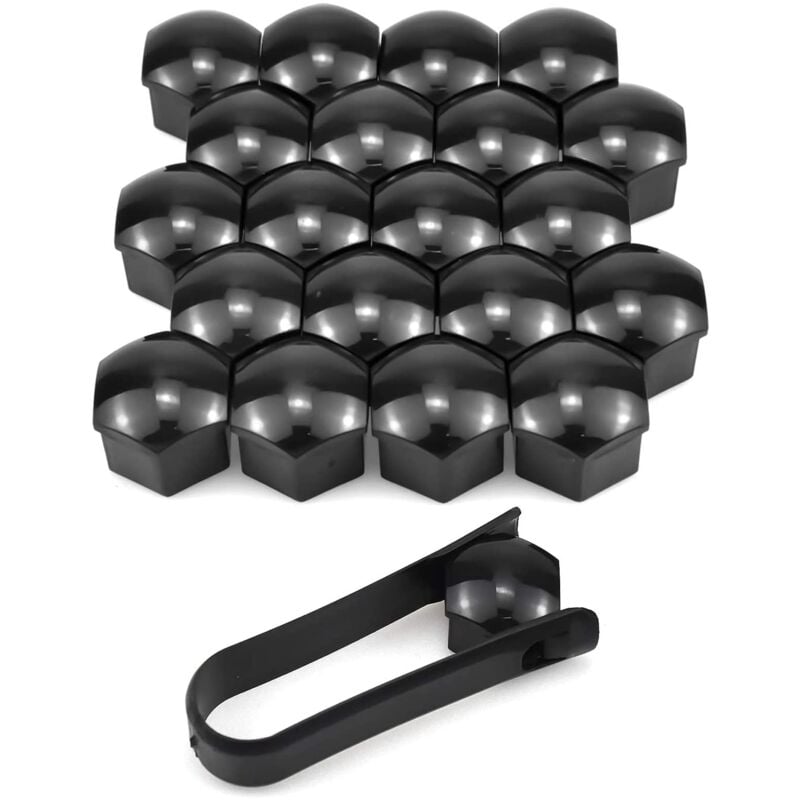 Jusch - Cache Ecrou 19 mm, 20 Pièces 19mm Boulon Ecrou Couvre, Capuchons Protection Hexagonal pour écrous De Roue, Cache Boulon Universels 19mm