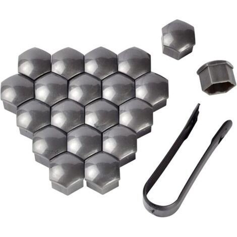 Cache écrou 19 mm – Lot de 20 capuchons hexagonaux en plastique – Protection contre la corrosion – Outil de démontage inclus