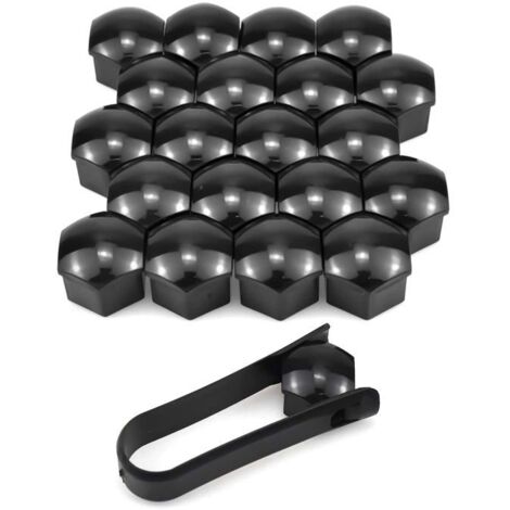 Cache Ecrou 19 mm,20 Pièces 19mm Boulon Ecrou Couvre,Capuchons Protection Hexagonal pour écrous De Roue,noir