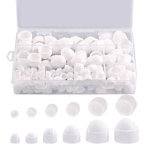 Cache-Écrou Hexagonal - 145 pièces, Cache-Écrou Hexagonal Bombé M4-M12 + Boîte Rangement - Blanc, Pour Meubles/Automobile