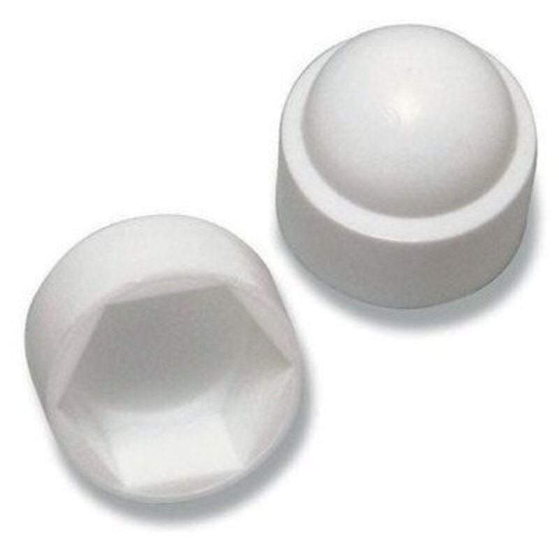 Cache Ecrou ou cache tête vis Tête hexagonale th M12 Nylon Blanc Sur plat 19-250 pièces