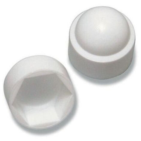 Cache Ecrou ou cache tête vis Tête hexagonale TH M14 Polyéthylène blanc Sur plat 22