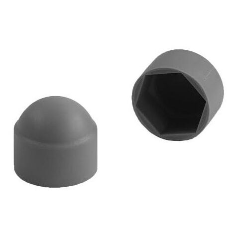 Cache Ecrou ou cache tête vis Tête hexagonale TH M8 Nylon Gris Sur plat 13-1 pièce