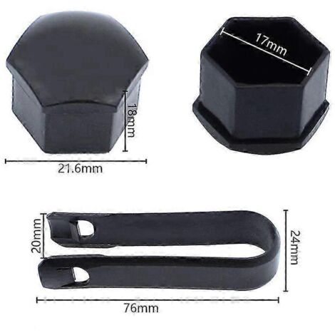 Cache-écrous de roue (20 pièces), 17 mm, avec outils, universels pour toutes marques de voitures, en plastique, protection pour écrous de roue.