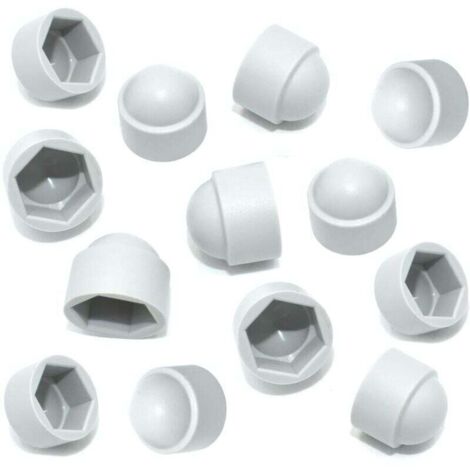 Cache-écrous hexagonaux en plastique blanc M10 – Lot de 20 pièces (clé 17 mm) pour écrous et boulons