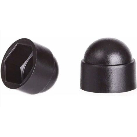 Cache-écrous M10 pour clé de 17 Noir 100 pcs.