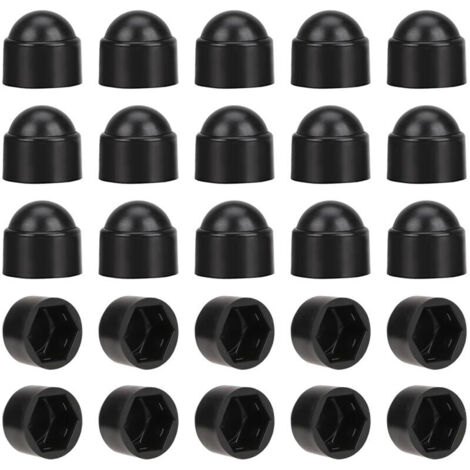 Cache-écrous M10 pour clé de 17 Noir 50 pcs. Bouche-trou,Cache-écrous hexagonaux, cache-vis, cache-écrous décoratifs.