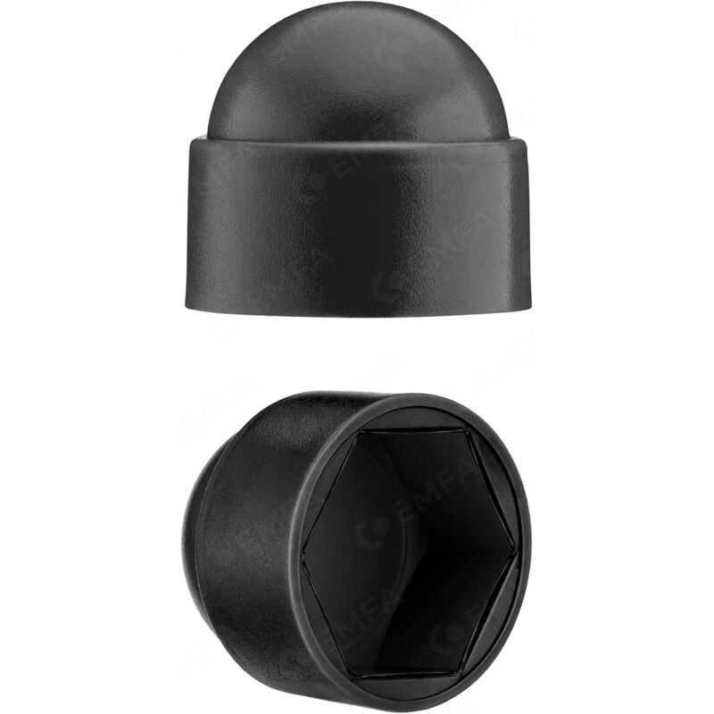 Cache-écrous M12 pour clé de 19 Noir 60 pcs. Bouche-trou