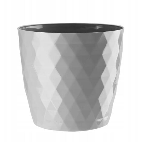 Cache-fleurs en plastique gris Cristal 14 x 12 cm
