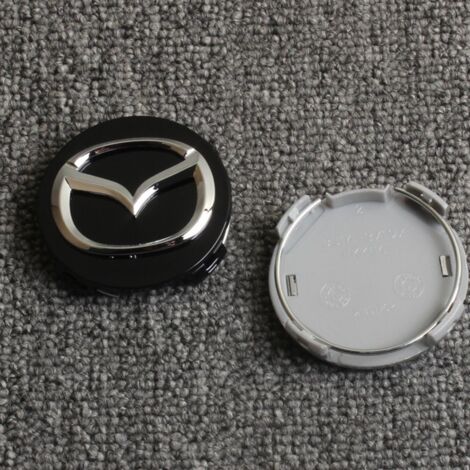 Cache Moyeu de Roue 56mm Compatible Mazda 3 5 6 8 CX-7 Atenza – Cache Centre de Jante Voiture en ABS, Enjoliveur Roue Automobile, Capuchon Moyeu Auto, Accessoire Jante, Lot de 4 – Noir (Pieds Courts)