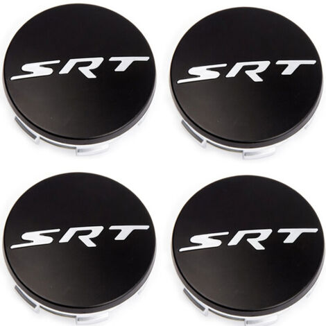 Cache-moyeu de roue 63mm compatible Dodge Hellcat SRT, Challenger et Chrysler 300C – Centre de jante, capuchon de moyeu pour jante voiture, accessoire roue auto en ABS, kit 4 pièces – Noir mat