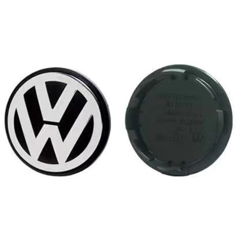 Cache-moyeu de roue 65mm pour Volkswagen Golf, Passat, Polo, Jetta, Bora, Santana – Centre de jante bombé, capuchon de moyeu en alliage d’aluminium, kit 4 pièces, accessoire jante – Noir et blanc