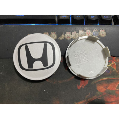 Cache-moyeu de roue 69mm compatible Honda Accord, Odyssey, CRV, Civic, URV, Crosstour, Avancier, Fit, City, Freed – Centre de jante, accessoire roue auto en ABS, kit 4 pièces – Argent et noir laqué