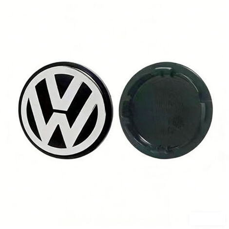 Cache-moyeu de roue 70mm pour Volkswagen Golf, Passat, Polo, Jetta, Bora, Santana – Centre de jante bombé, capuchon de moyeu en alliage d’aluminium, kit 4 pièces, accessoire jante voiture – Noir et bl