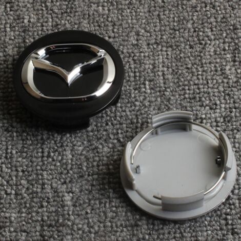 Cache Moyeu Roue 56mm Compatible Mazda 3 5 6 8 CX-7 Atenza – Cache Centre de Jante Voiture en ABS, Enjoliveur de Roue Auto, Capuchon Moyeu Automobile, Accessoire Jante, Lot de 4 – Noir (Pieds Longs)