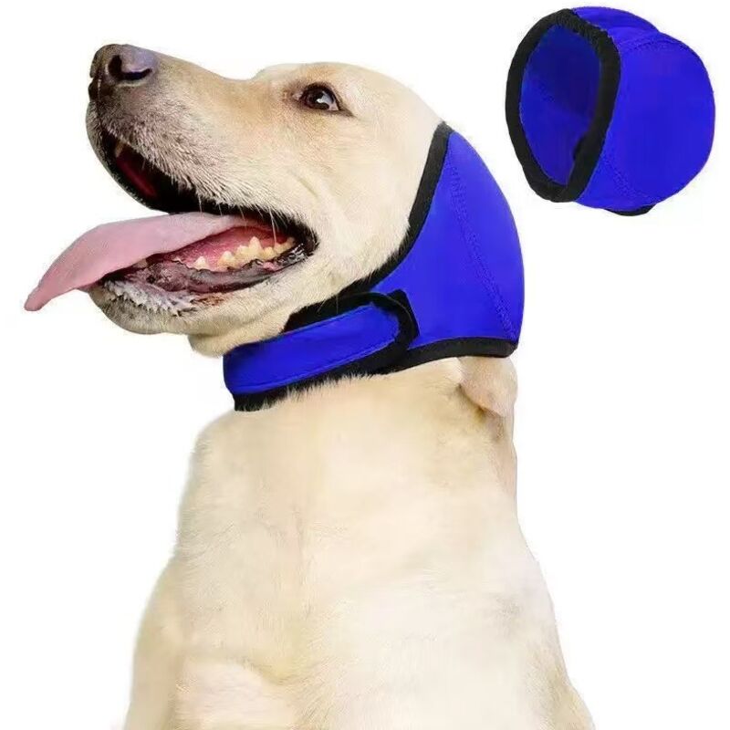 Cache-Oreilles Apaisants pour Chiens, Réduction du Bruit et Des Vibrations, Protection Contre les Plaies aux Oreilles, Bonnet Chaud Ajustable, Bleu